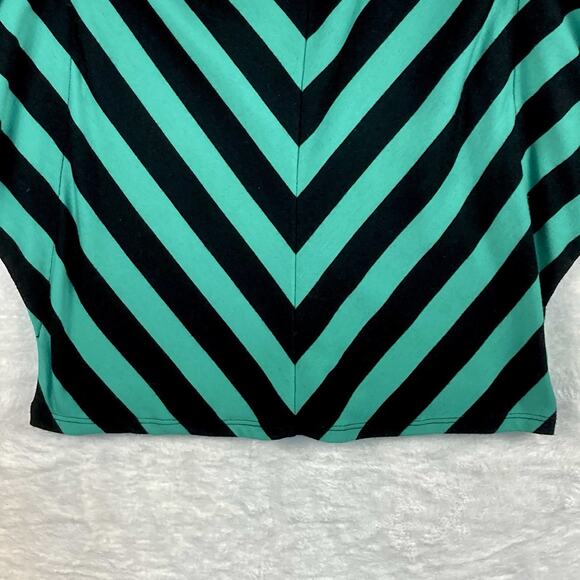 Rampage Womens M Kelly Green Black Striped Y2K Emo Lace Up Top Blouse Goth - Picture 3 of 9